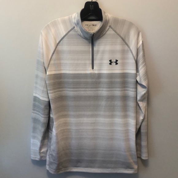 Under Armour Other - Under Armour Heat Gear 1/4 zip Men's pullover-Size Small-White w/Gray Stripes